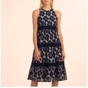 Trina Turk Alana Sleeveless Tiered Midi Dress In Ink Size 6